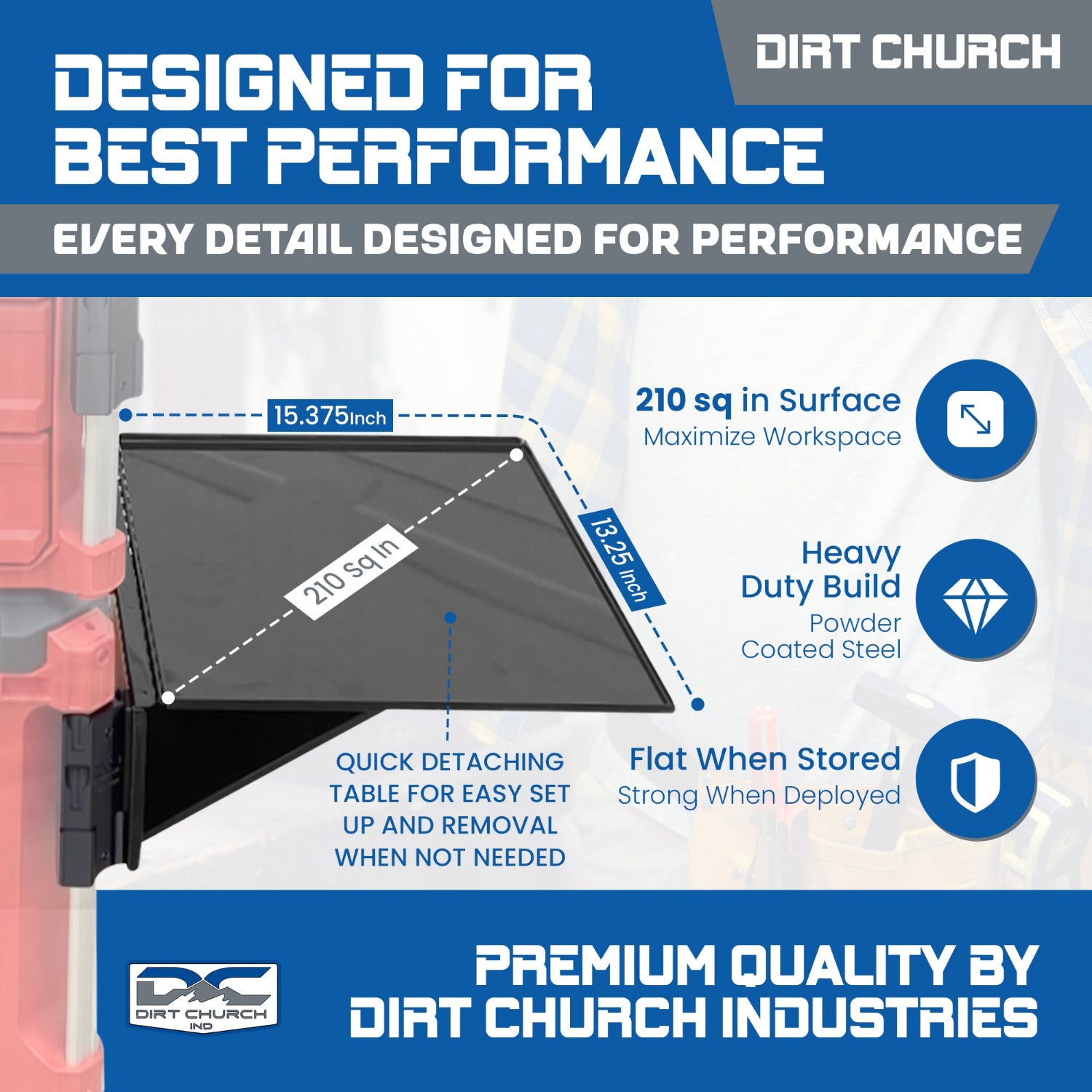 Milwaukee Packout, Quick Detaching/Folding Steel Table, Rail Caps Included, (Table Optional)